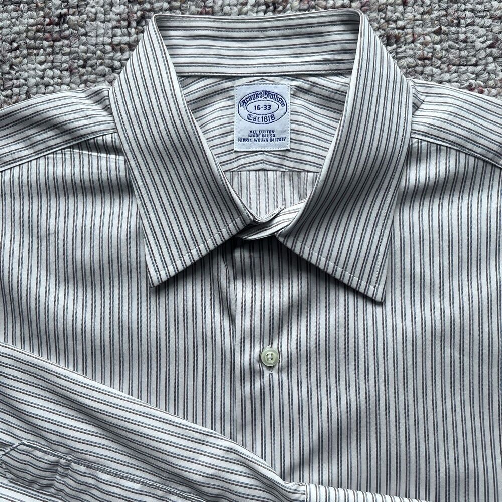 Vintage Brooks Brothers Shirt Mens 16 33 Striped Dress USA Dry Cleaned